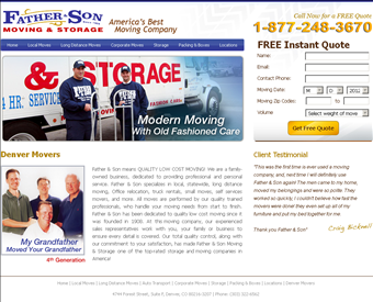 Father & Son Moving & Storage web screenshot