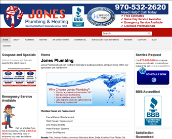 Jones Plumbing and Heating web screenshot