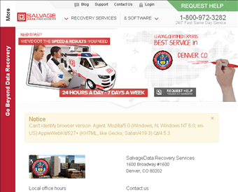 SalvageData Recovery Services web screenshot