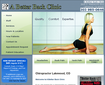 A Better Back Clinic web screenshot