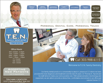 T.E.N. Family Dentistry web screenshot