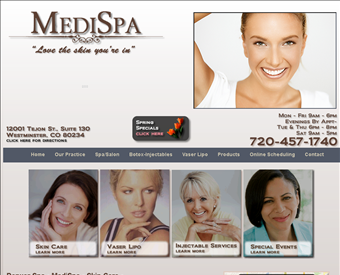 MediSpa web screenshot