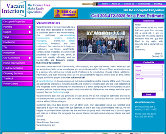 Vacant Interiors, Inc. web screenshot