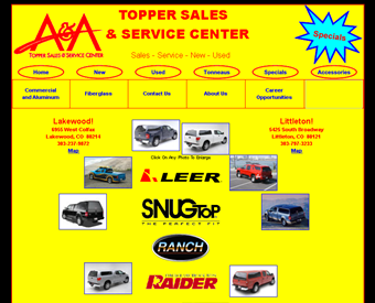 A & A Topper Sales and Service web screenshot