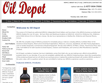 Oil Depot - AMSOIL Dealer - Kansas City web screenshot