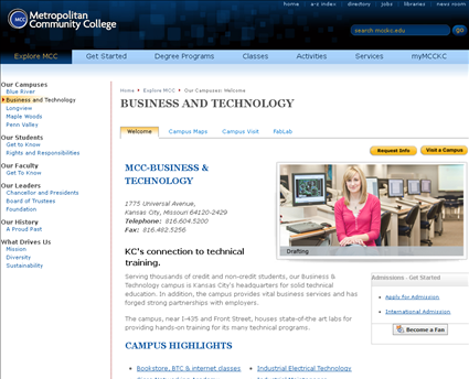 Business & Technology College web screenshot