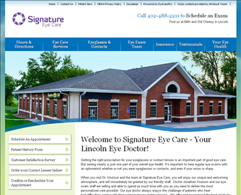 Signature Eye Care web screenshot