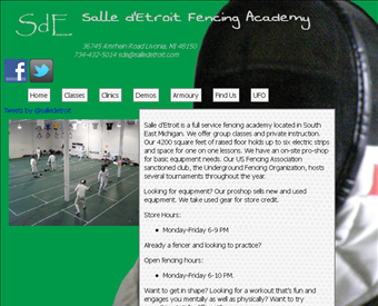 Salle d'Etroit Fencing Classes Detroit web screenshot