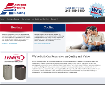 Airtronic Heating and Cooling web screenshot