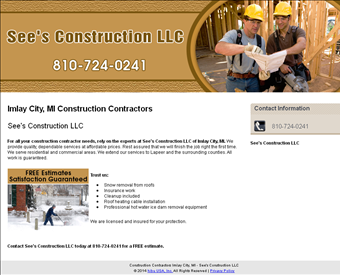 SEE'S CONSTRUCTION LLC web screenshot