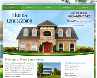 Flores Landscaping web screenshot