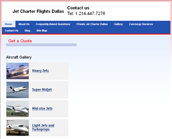 Private Jet Charter Flights Dallas web screenshot