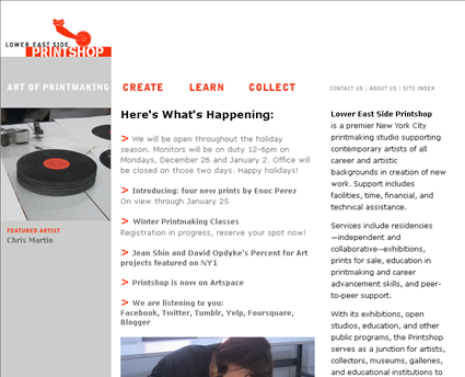 Lower East Side Printshop Inc web screenshot