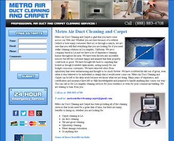 Metro Air Duct Cleaning and Carpet web screenshot
