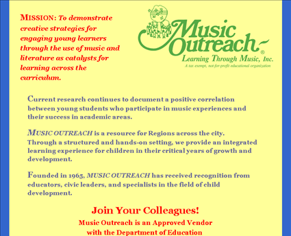 Music Outreach Learning Through Music Incorporated web screenshot