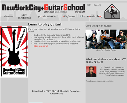 New York City Guitar School web screenshot