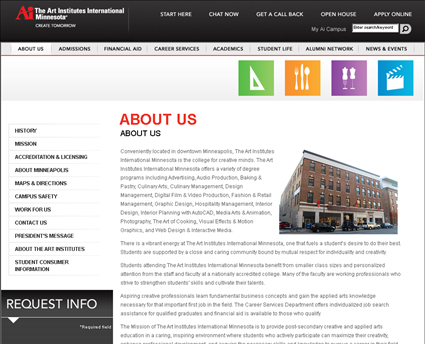 The Art Institute International - Minnesota web screenshot