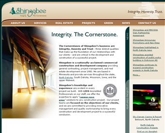 Shingobee Builders, Inc. web screenshot
