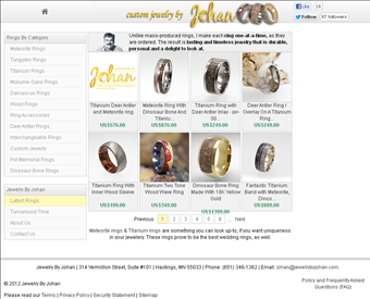 Jewelry By Johan web screenshot