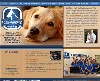 Cypress Fairhaven Animal Hospital web screenshot