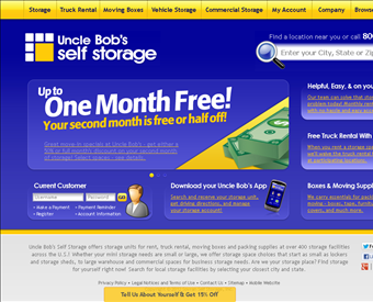 Uncle Bob's Self Storage in Pinehurst web screenshot