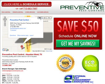 Preventive Pest Control Houston web screenshot