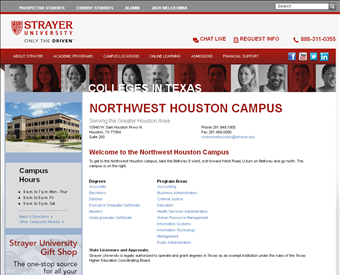 Strayer University web screenshot
