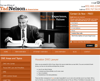 The Law Offices of Tad Nelson & Associates web screenshot