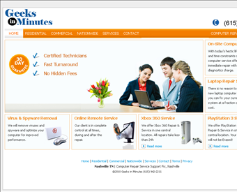 Computer Repair Nashville - Geeks In Minutes web screenshot