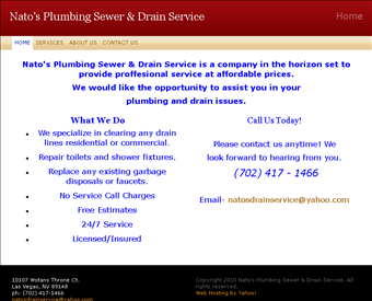 Nato's Plumbing Sewer & Drain Service web screenshot