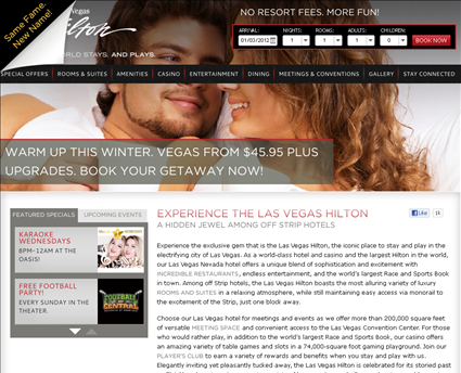 Las Vegas Hilton web screenshot