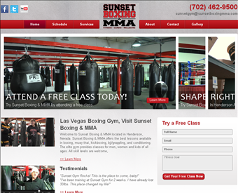 Sunset Boxing & MMA web screenshot