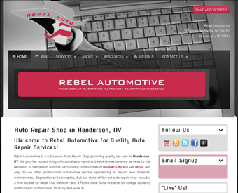 Rebel Automotive web screenshot