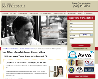 Law Offices of Jon Friedman web screenshot