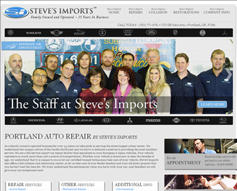 Steve's Imports web screenshot
