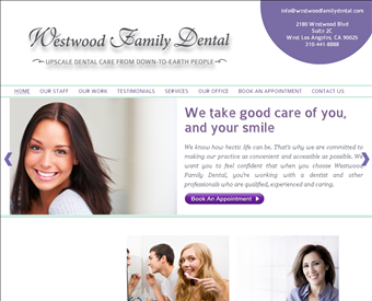 Westwood Family Dental web screenshot
