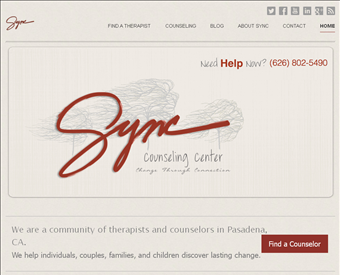 Sync Counseling Center web screenshot