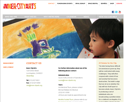Inner City Arts web screenshot
