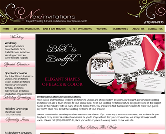 Nex Invitations & Greetings web screenshot