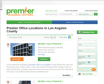 Premier Business Centers web screenshot