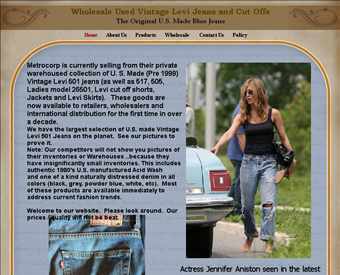 Metrocorp Used Levis Shorts web screenshot