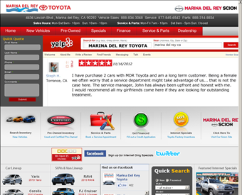 Marina Del Rey Toyota web screenshot
