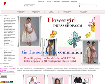 Flower girl dress shop web screenshot