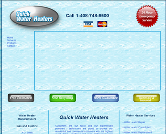 Quick Water Heaters web screenshot