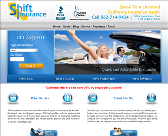 Shift Insurance web screenshot