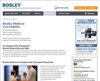 Bosley Medical Los Angeles web screenshot