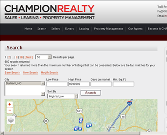 Champion Realty of Durham web screenshot
