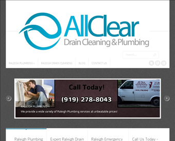 All Clear Drain Cleaning & Plumbing web screenshot