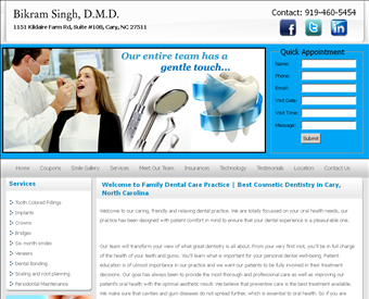 Bikram Singh, D.M.D. web screenshot
