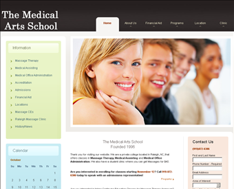 Medical Arts Massage and Esthetics School web screenshot